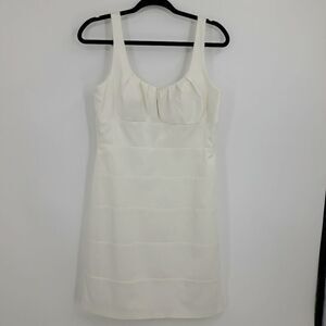 Bisou Bisou Dress White Scoop Satin Bodycon Bachelorette Bridal Shower Sz 10